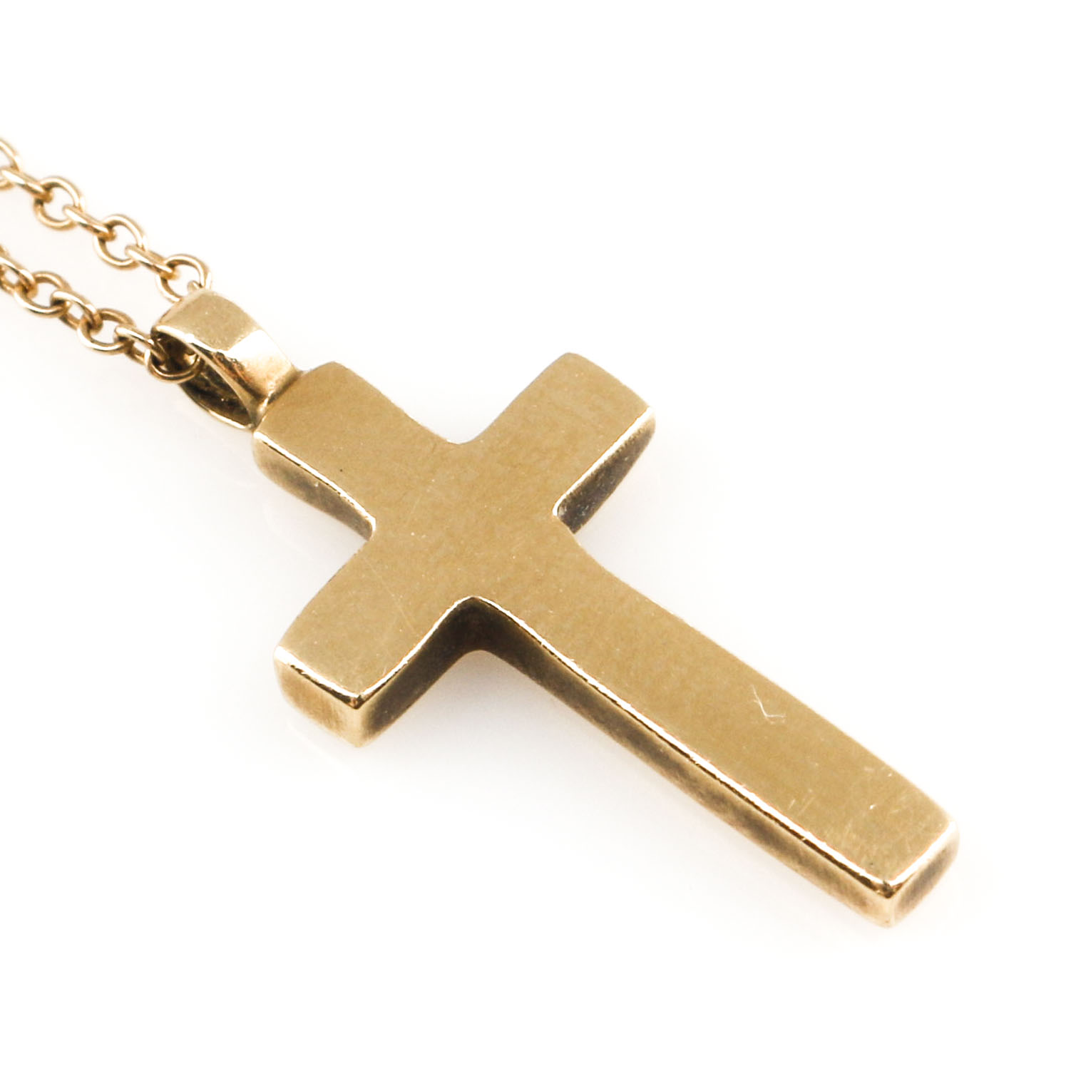 10K Yellow Gold Ruby Crucifix Necklace