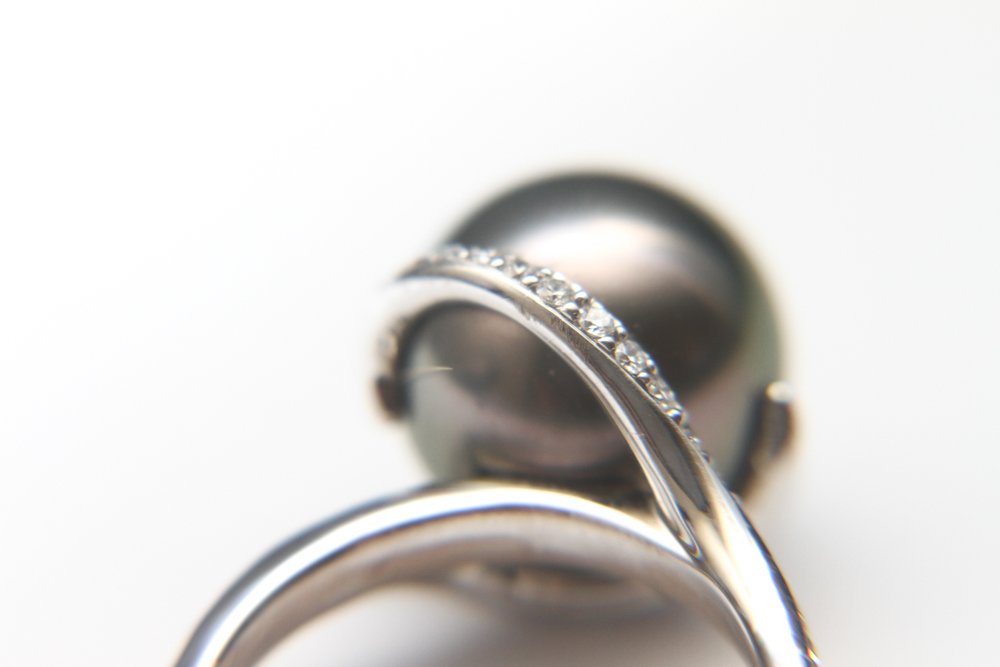 Mikimoto 18K White Gold Pearl and Diamond Ring