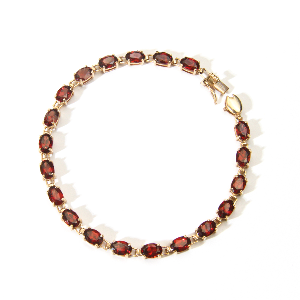 10K Gold and Garnet Tennis Bracelet