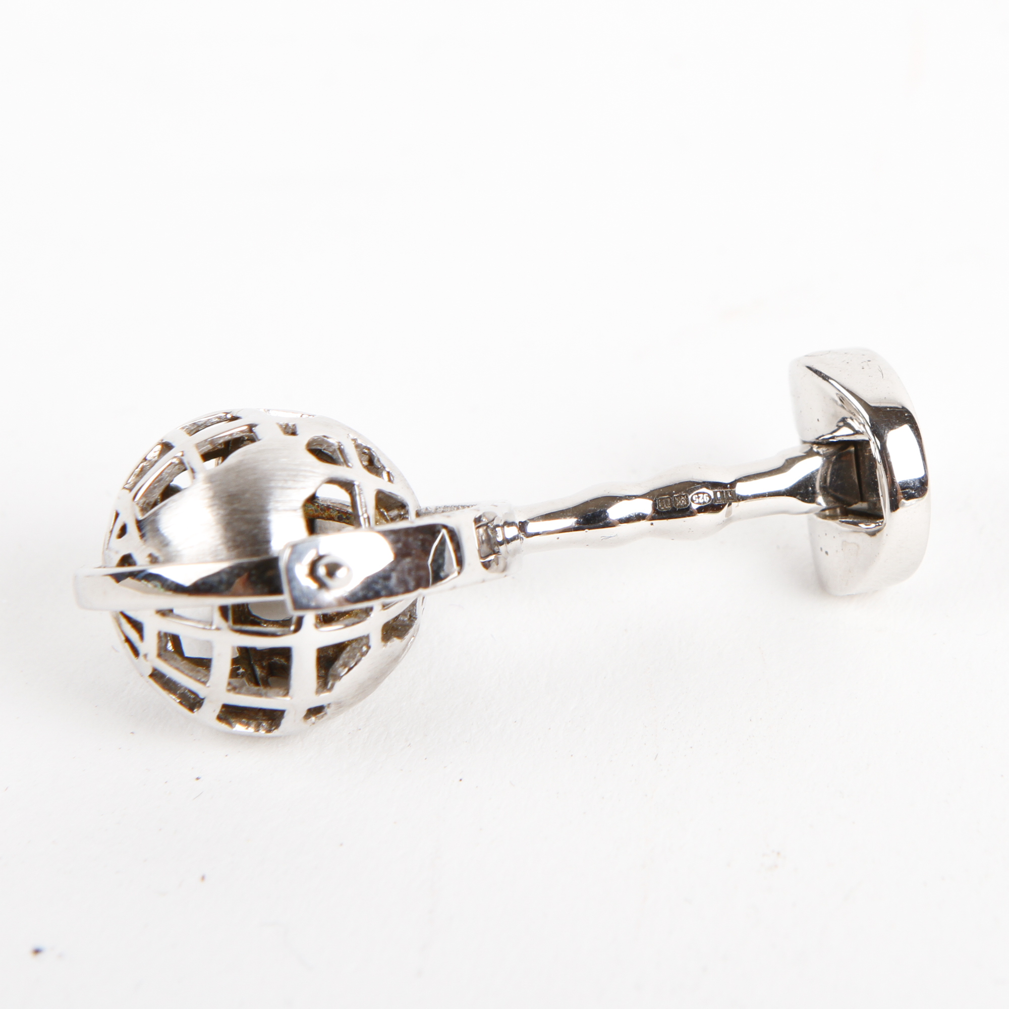 Pair of Tateossian Sterling Silver Globe Cufflinks
