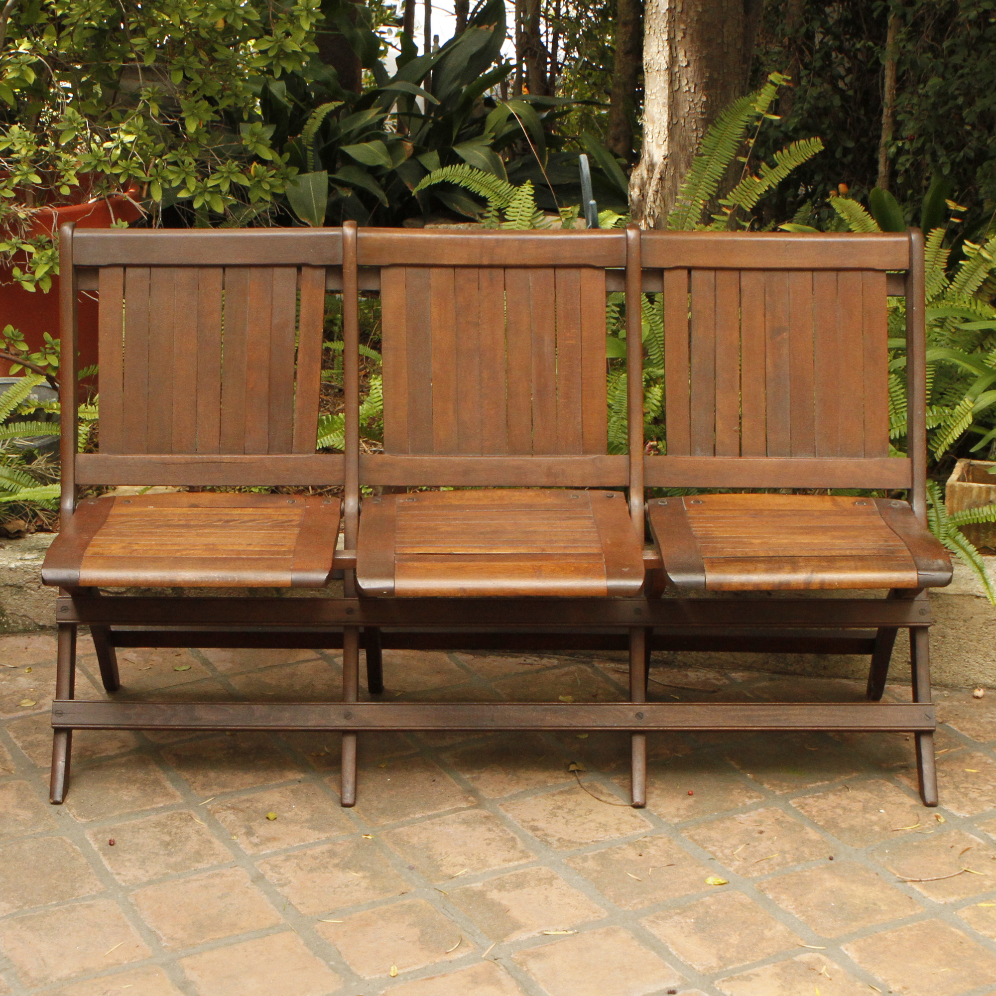 Vintage Wood Folding Bench