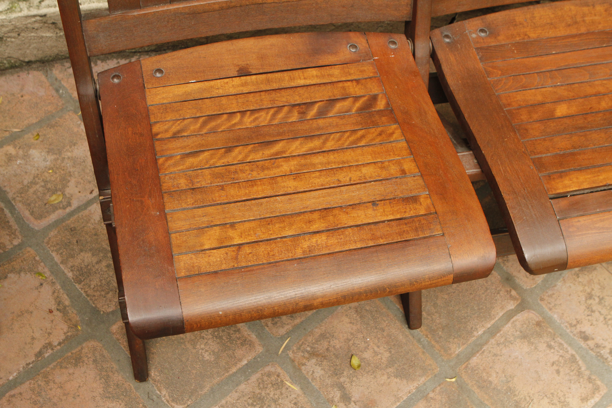 Vintage Wood Folding Bench