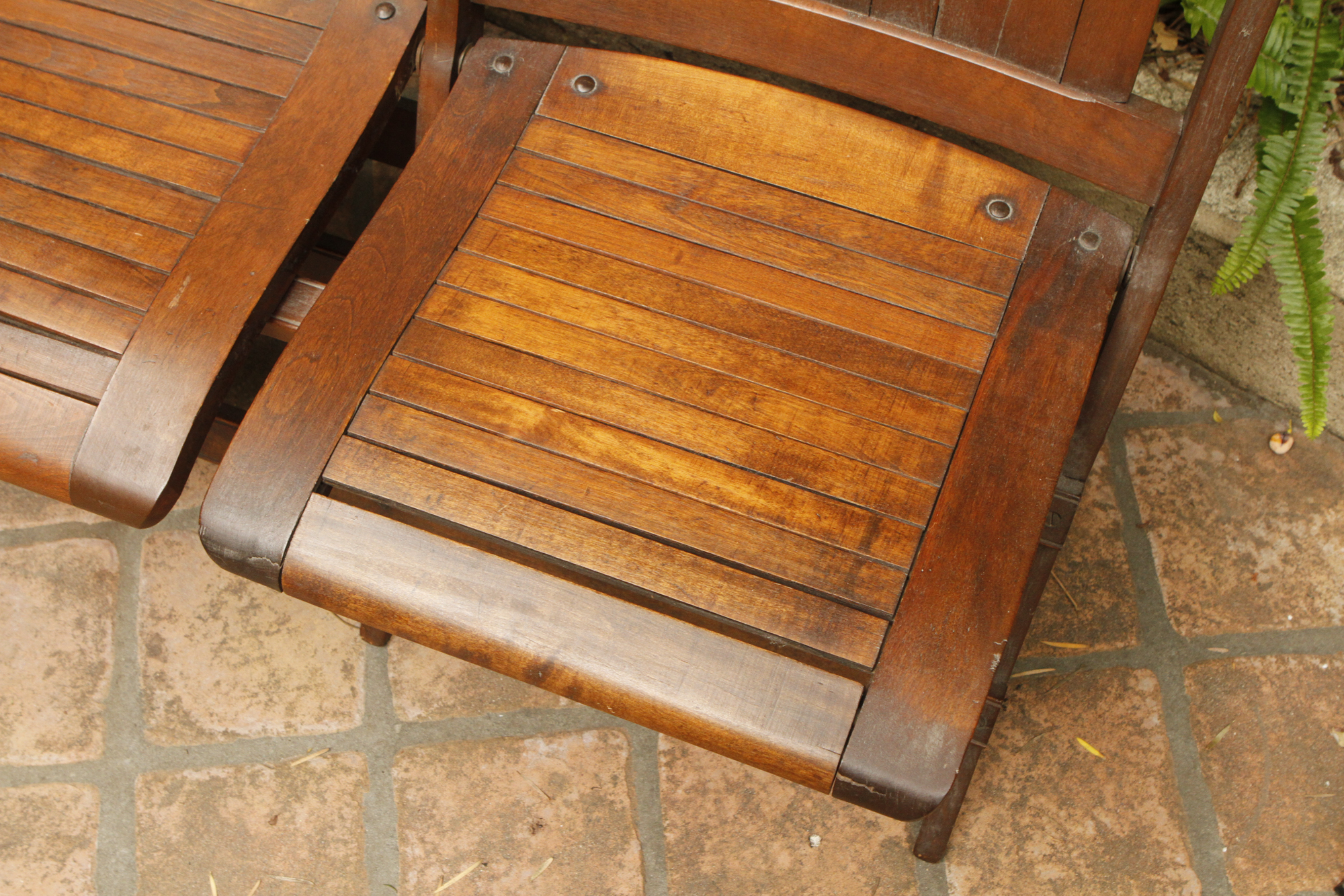 Vintage Wood Folding Bench