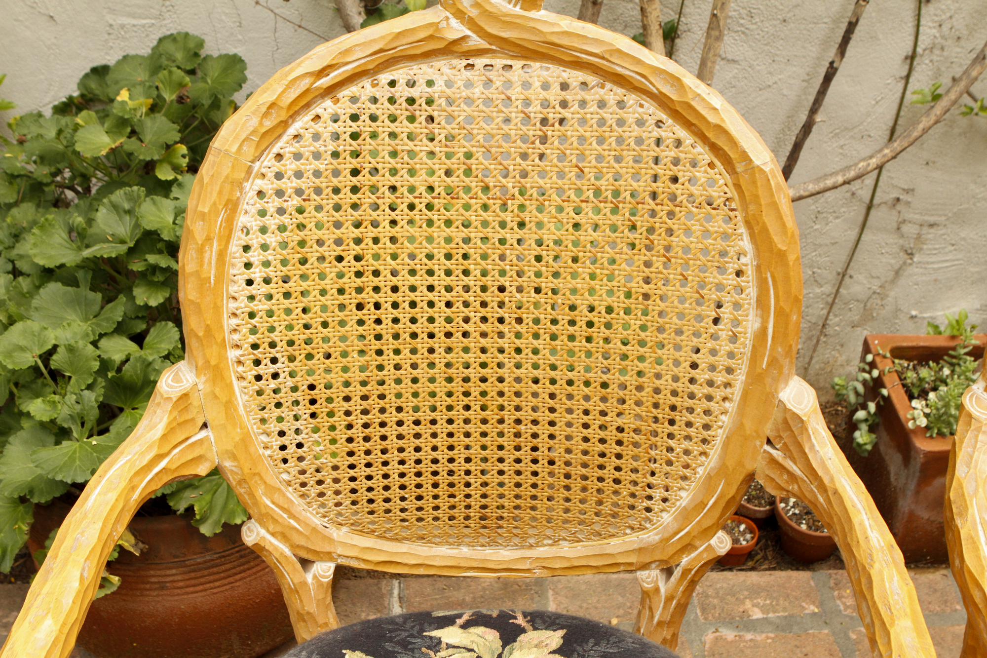 Cane back side chairs