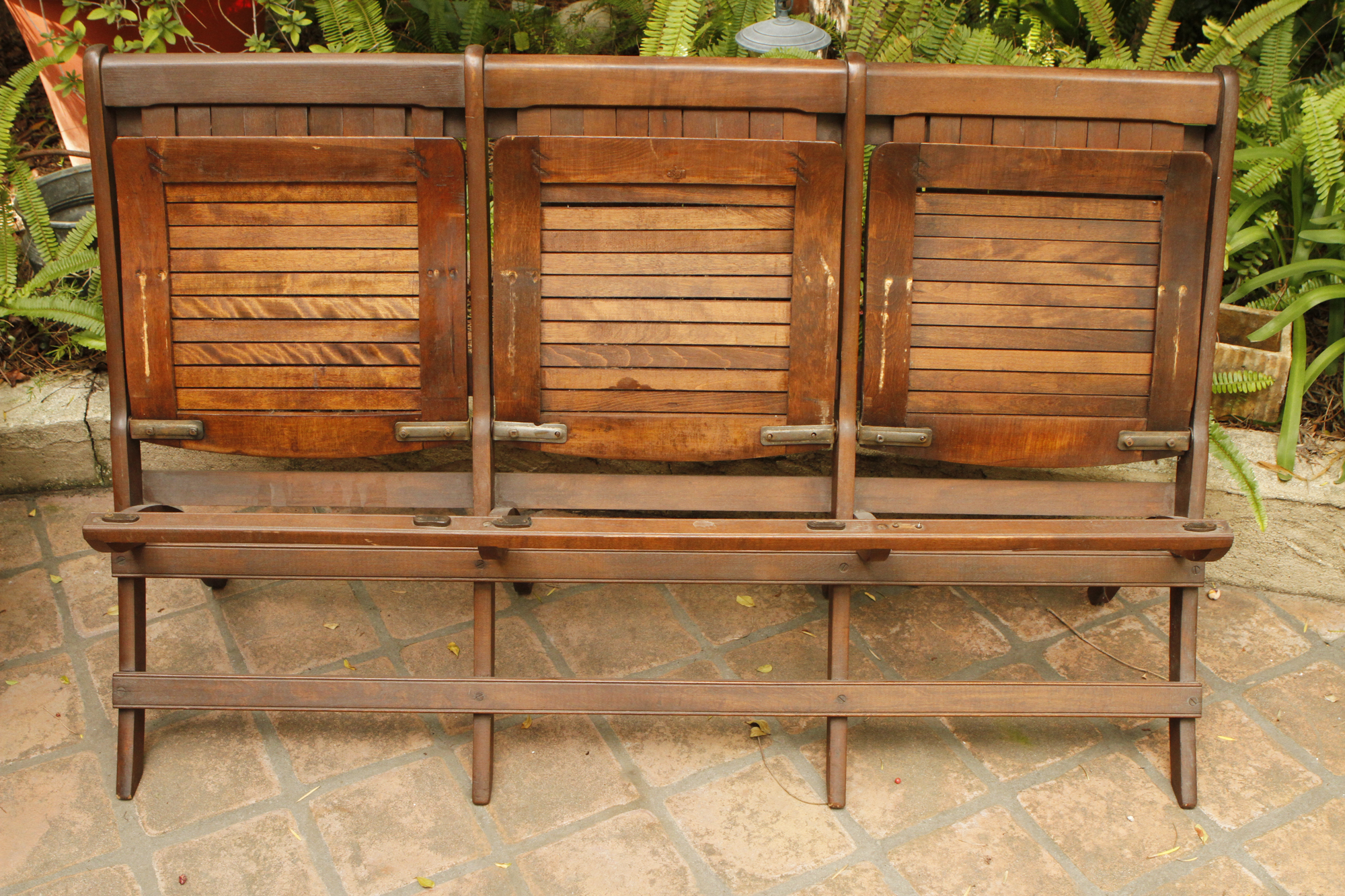 Vintage Wood Folding Bench