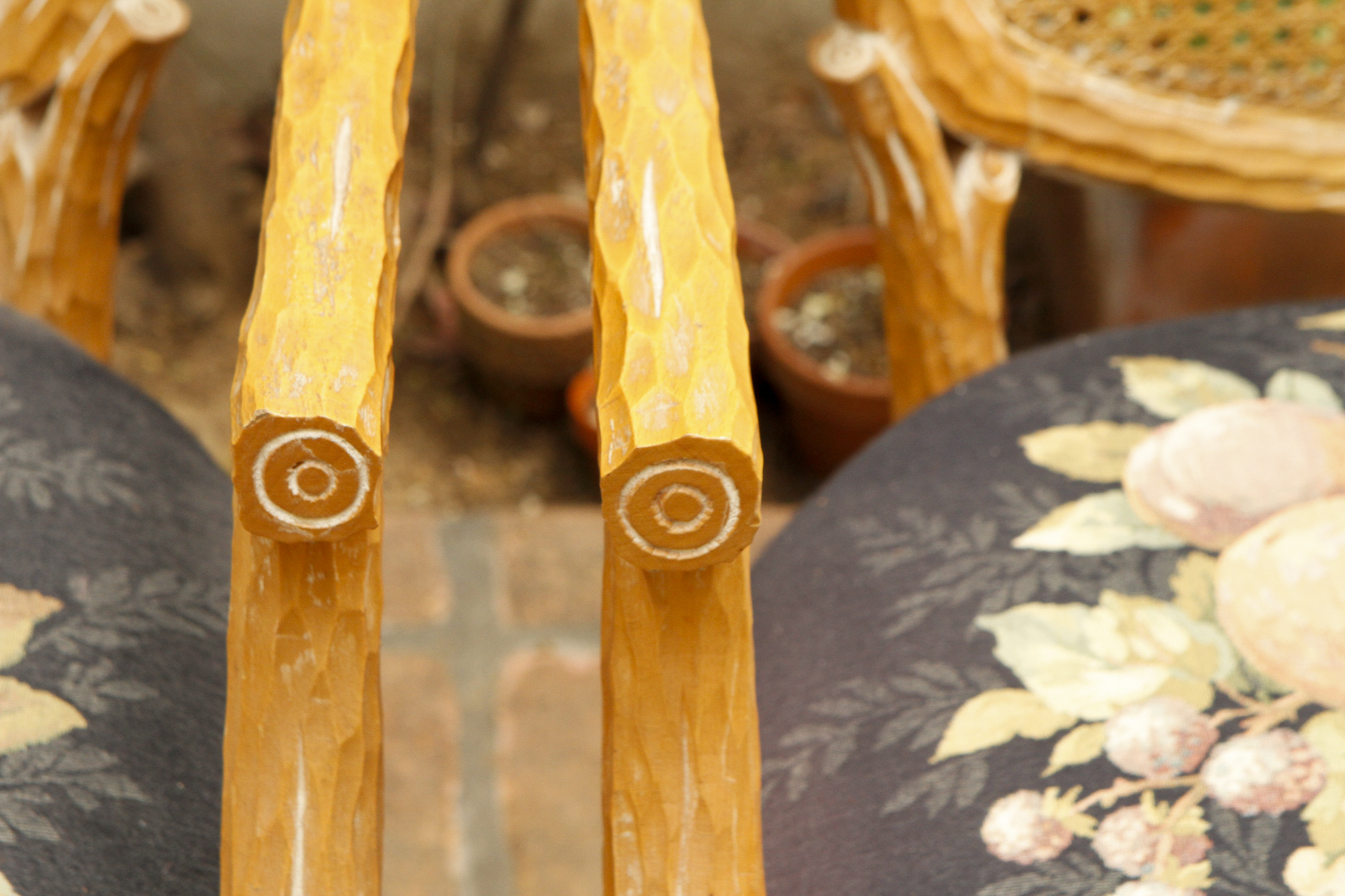 Cane back side chairs