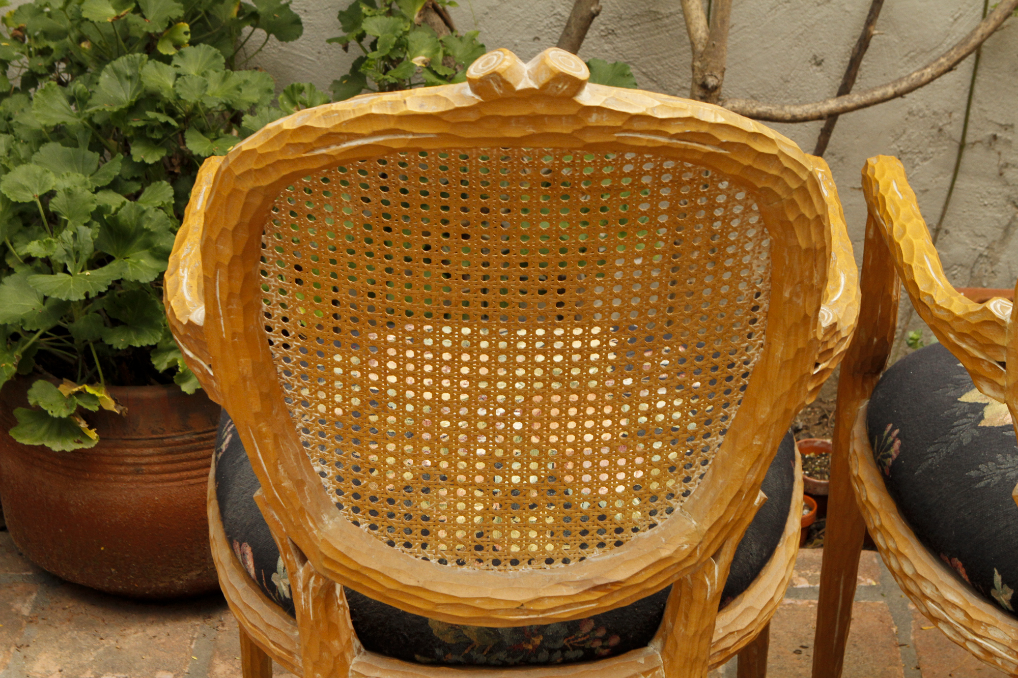 Cane back side chairs