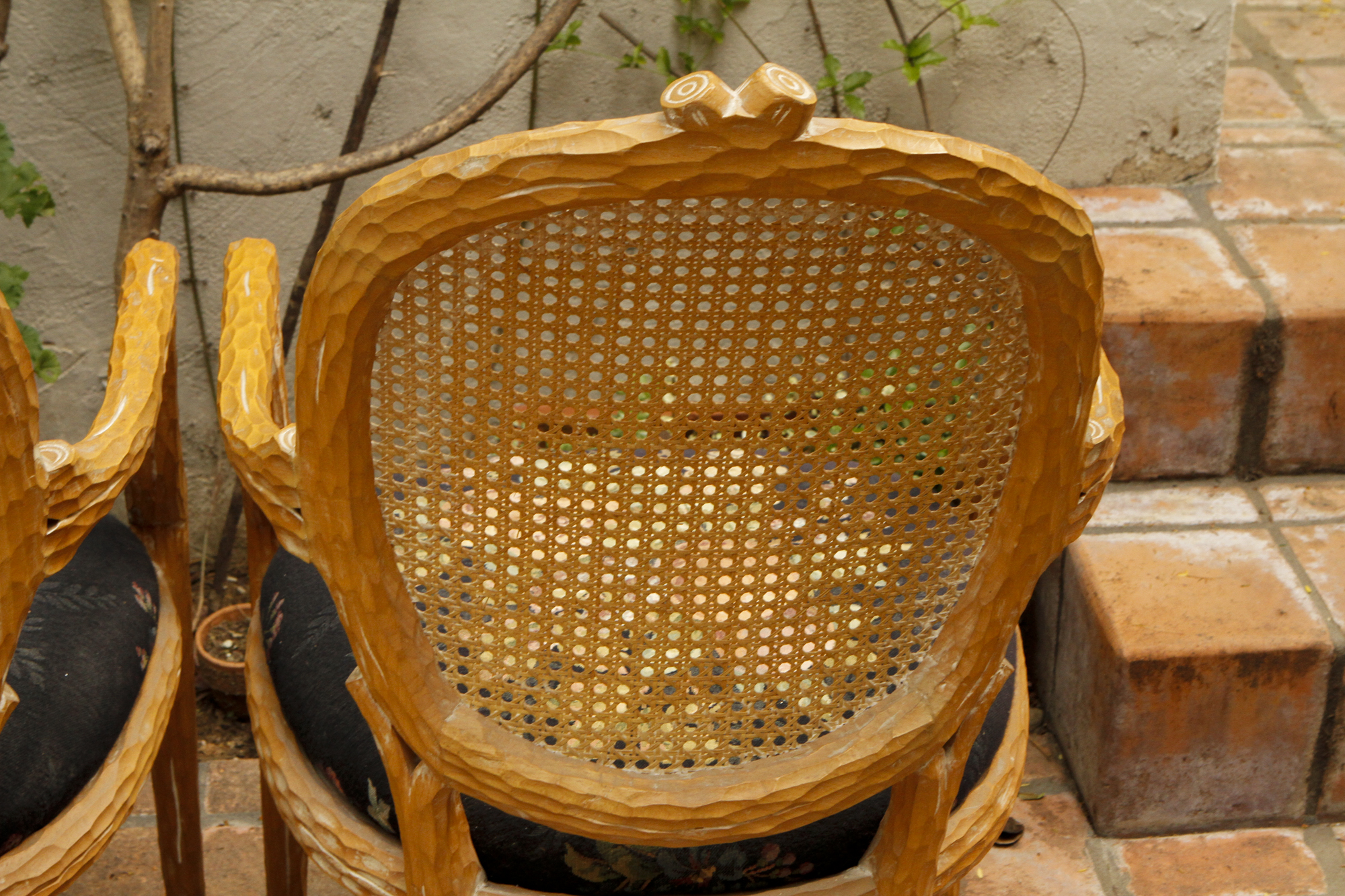 Cane back side chairs