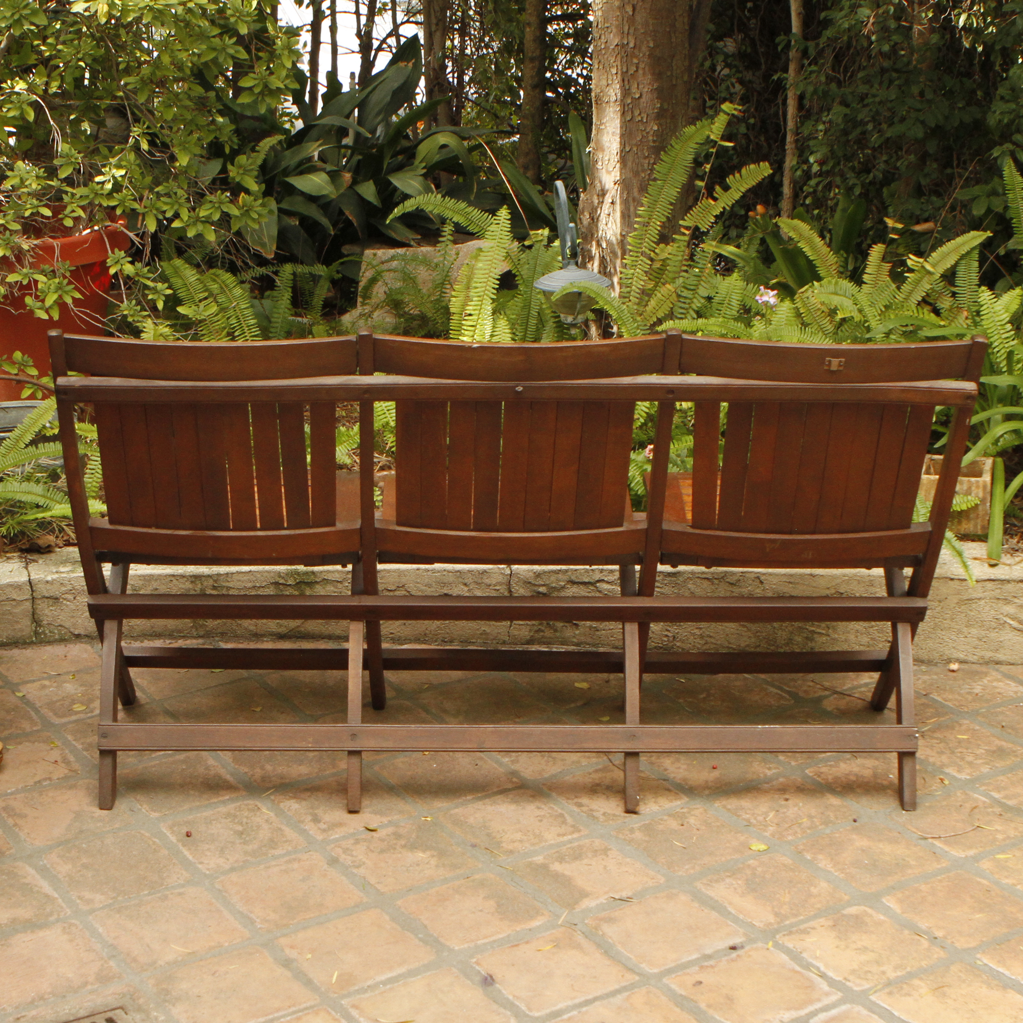 Vintage Wood Folding Bench