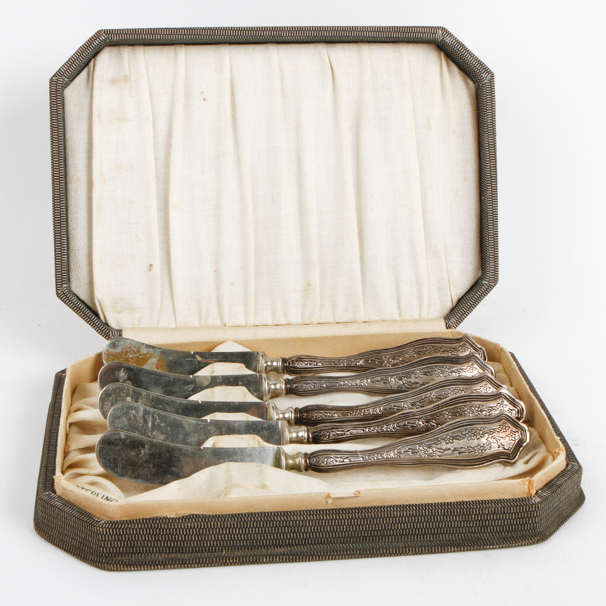 Set of Five Antique Sterling Silver Butter Knives