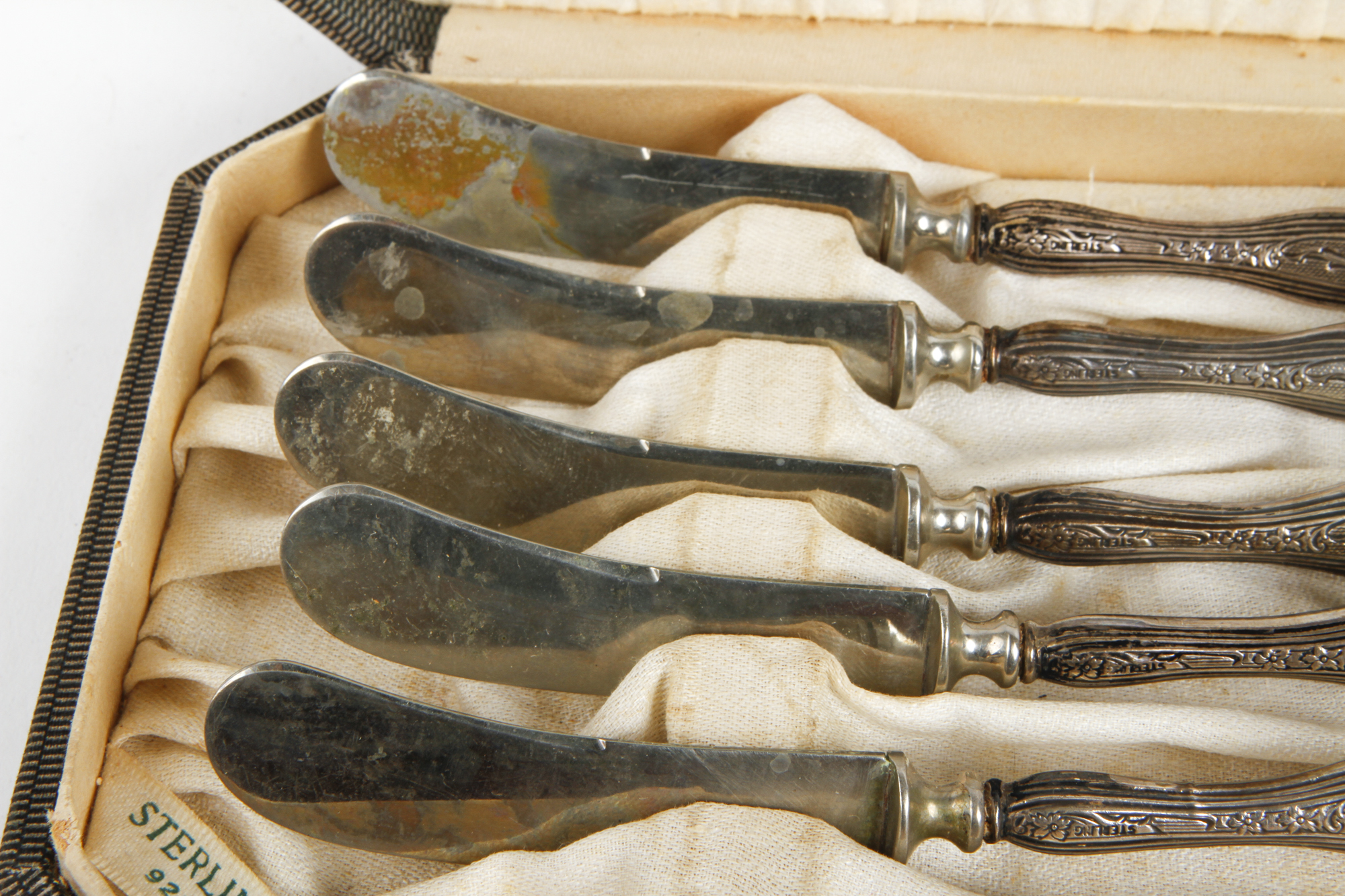 Set of Five Antique Sterling Silver Butter Knives
