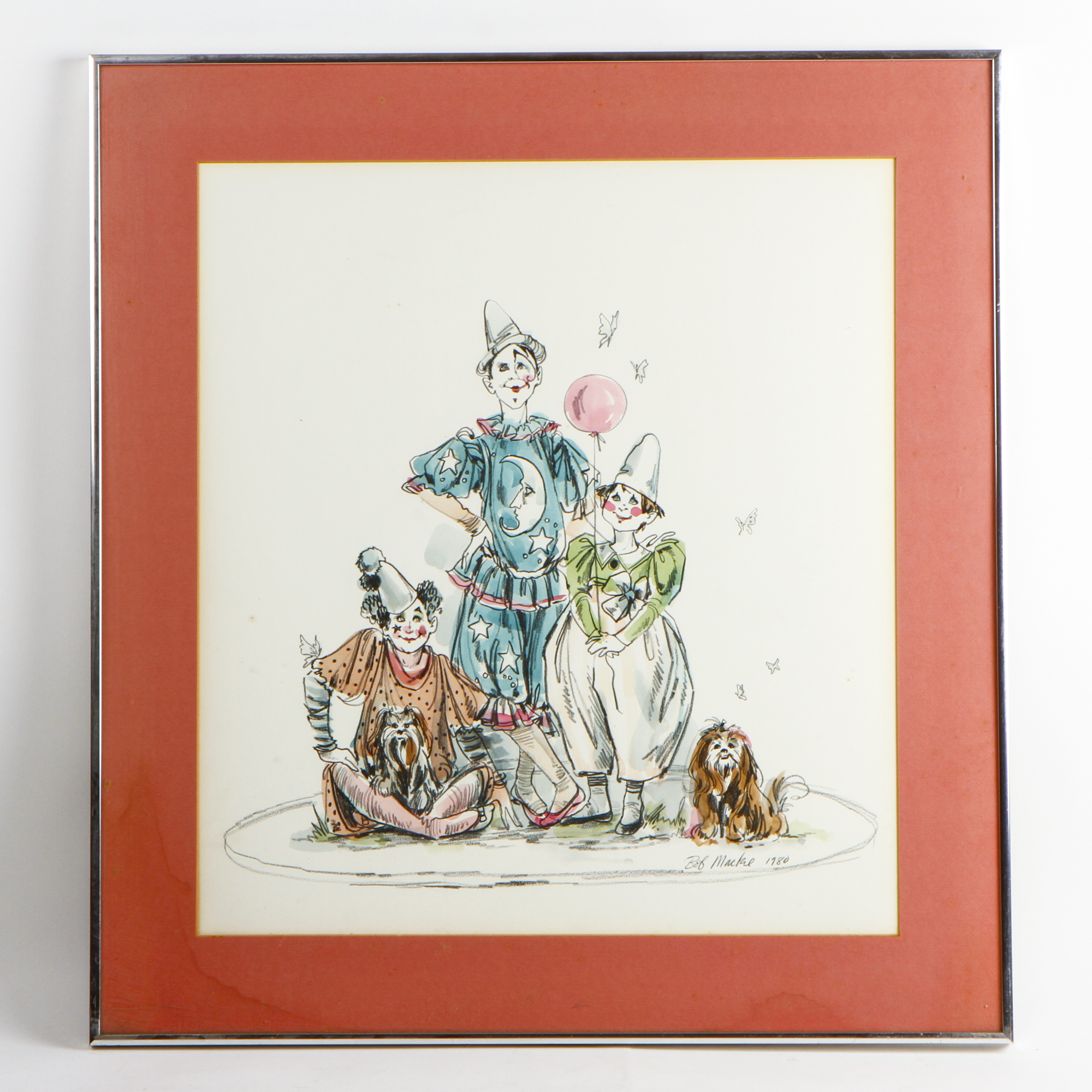 Bob Mackie Signed Graphite and Watercolor Illustration