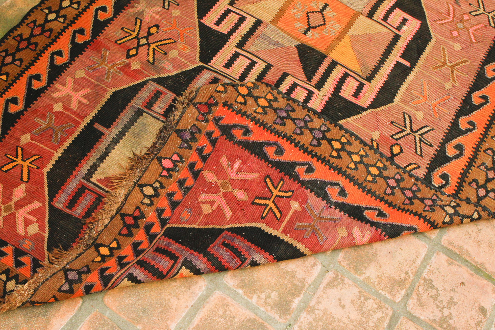 Hand Knotted Kazak Nomadic Kilim