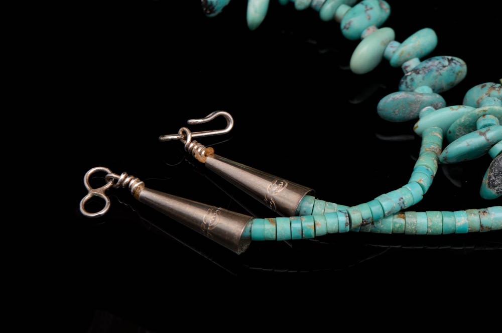 Native American Style Sterling Silver and Turquoise Necklace