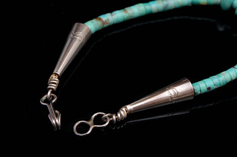 Native American Style Sterling Silver and Turquoise Necklace