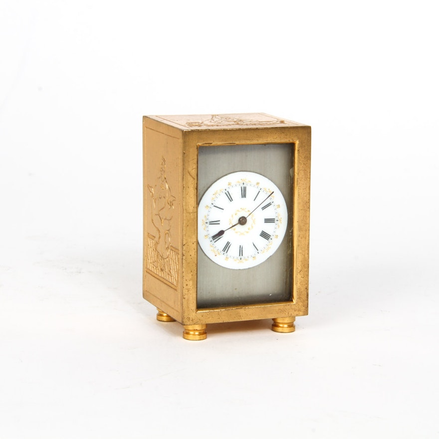 French Style Miniature Clock with Erotic Scenes