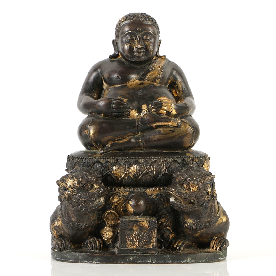 Chinese Ming Dynasty Bronze Budai Sculpture