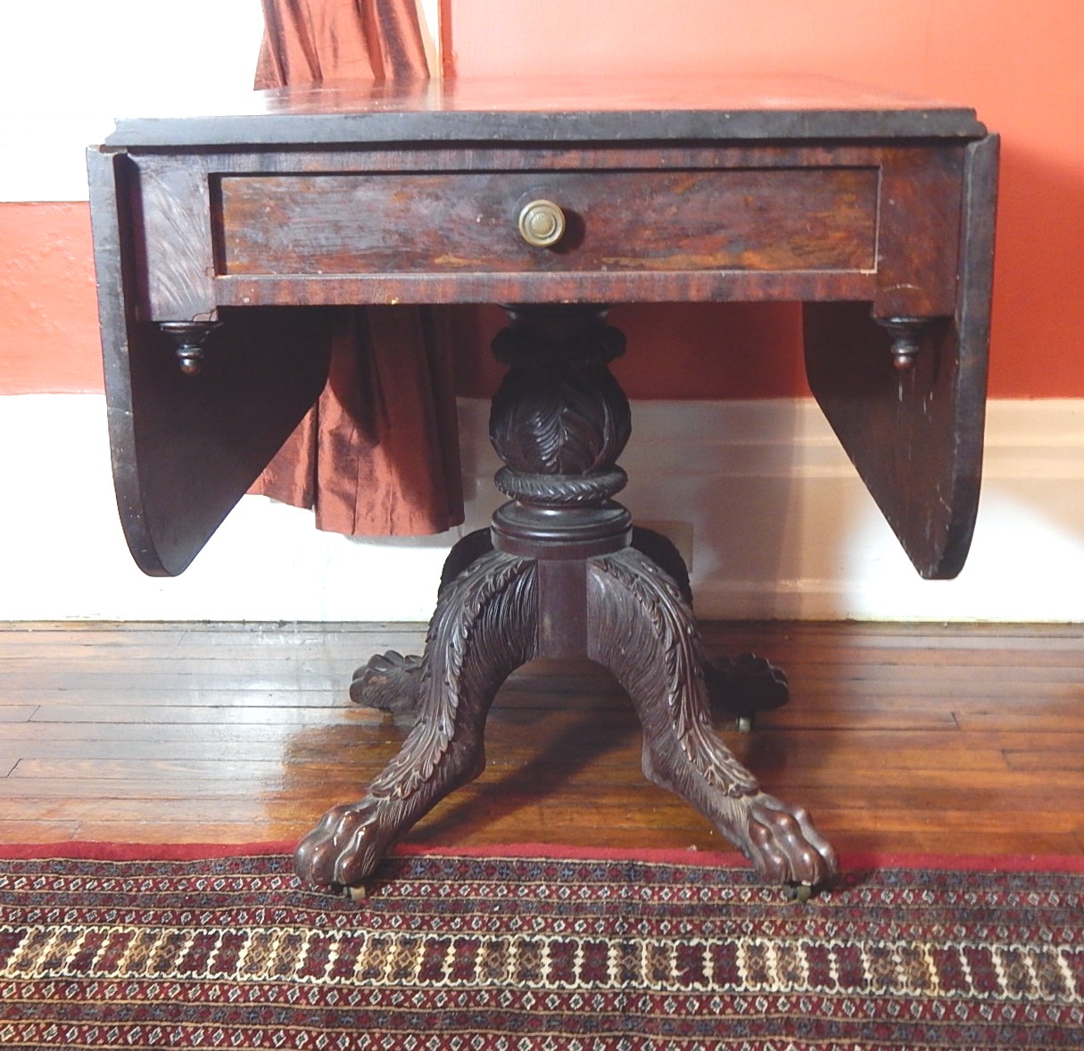 Project Federal Mahogany Drop Leaf Table with Claw Feet
