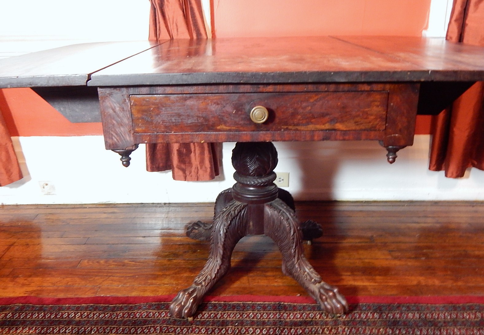 Project Federal Mahogany Drop Leaf Table with Claw Feet