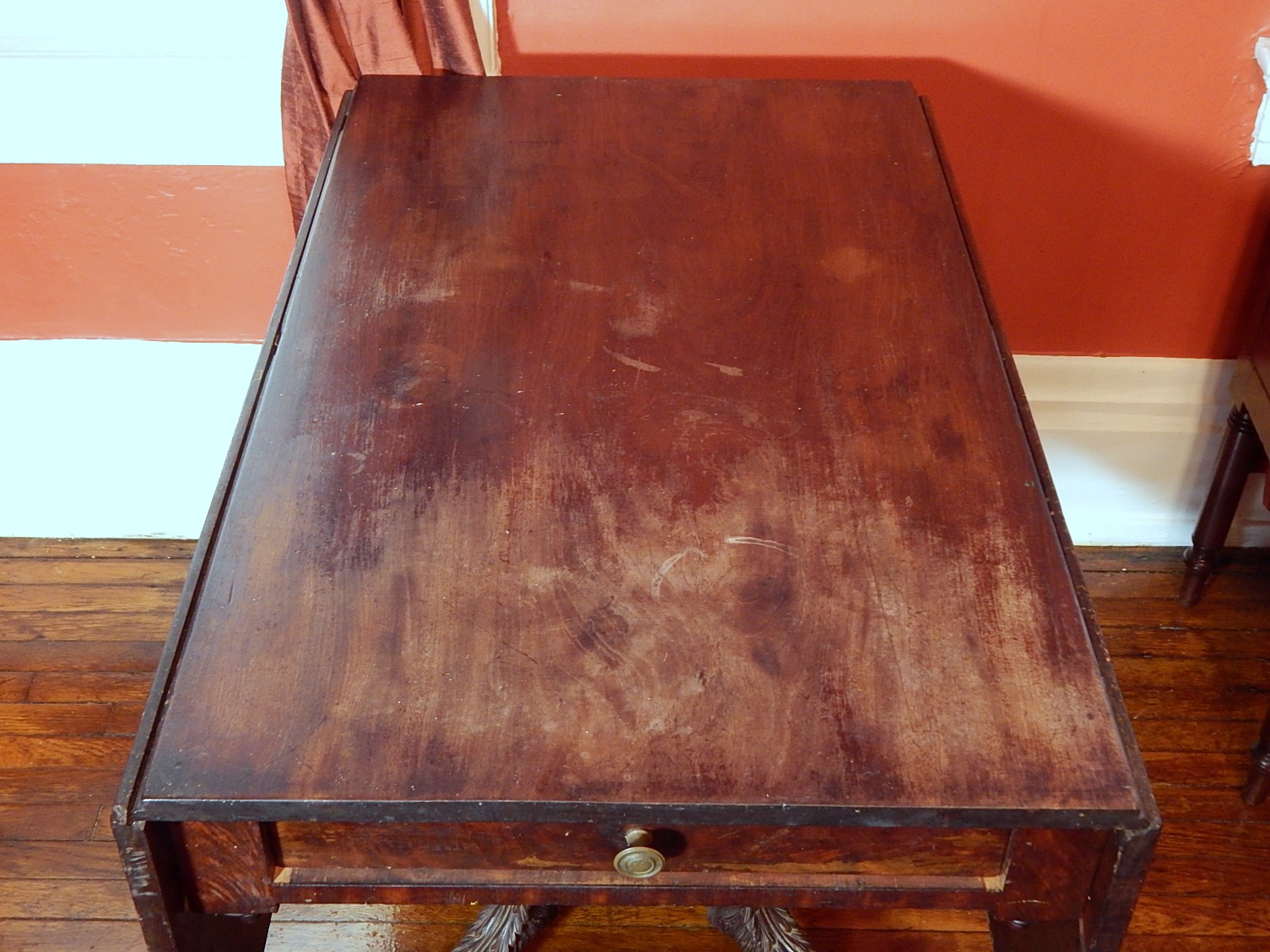 Project Federal Mahogany Drop Leaf Table with Claw Feet