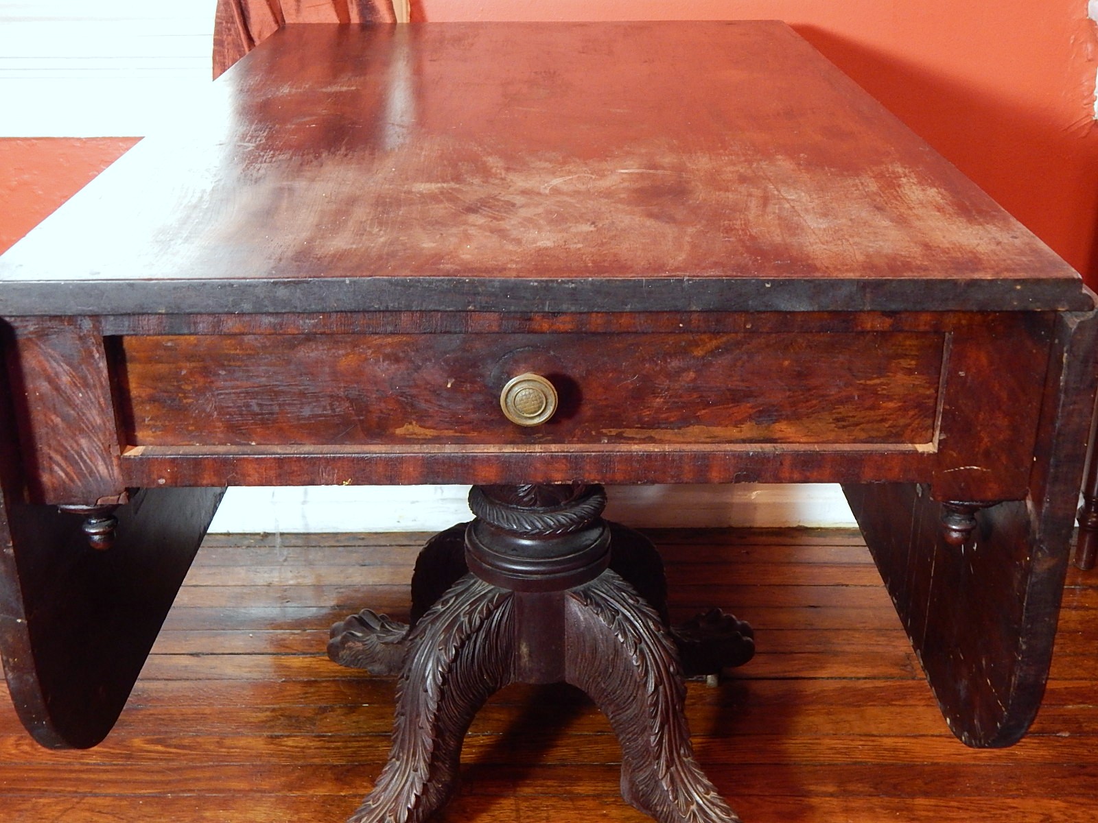 Project Federal Mahogany Drop Leaf Table with Claw Feet