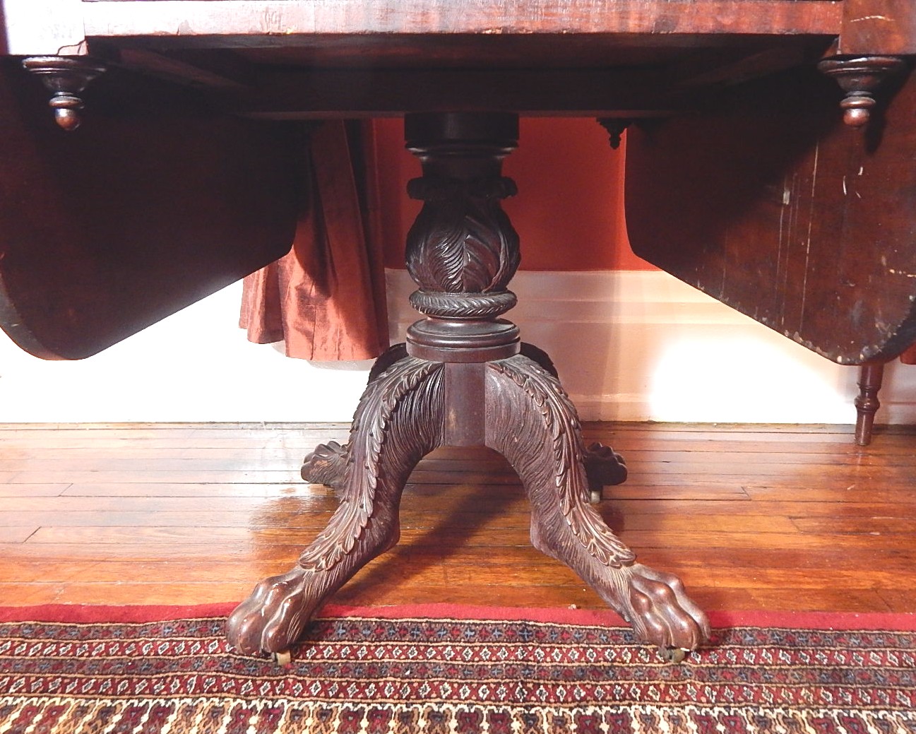Project Federal Mahogany Drop Leaf Table with Claw Feet