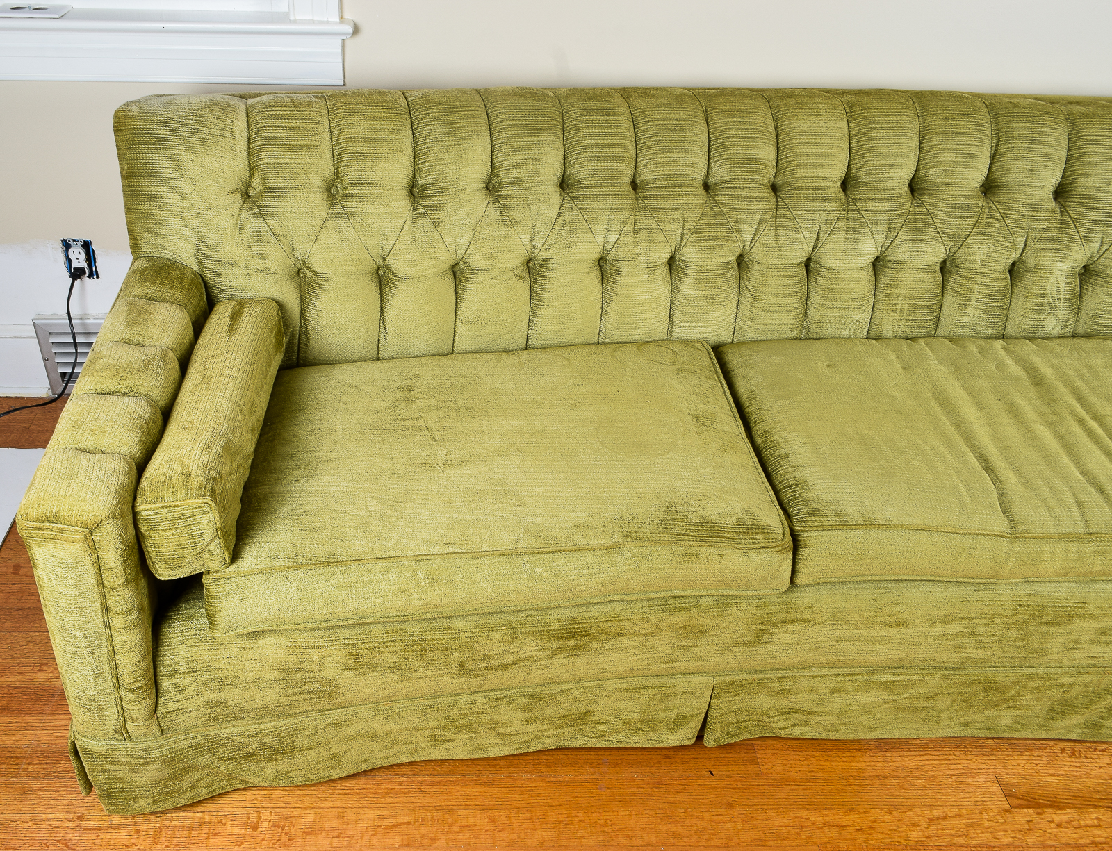 Vintage Green Chenille Couch by William Alan, Inc.