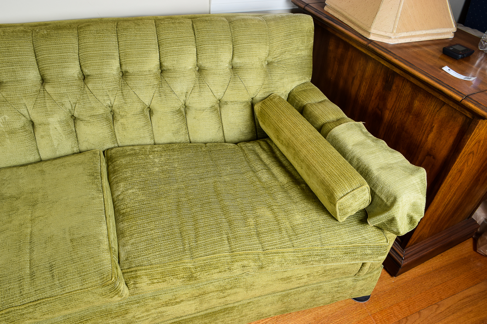 Vintage Green Chenille Couch by William Alan, Inc.
