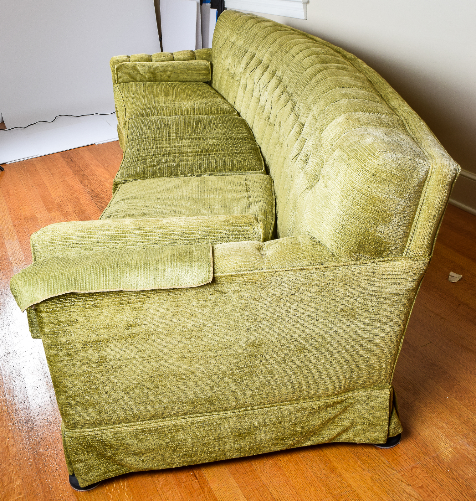 Vintage Green Chenille Couch by William Alan, Inc.