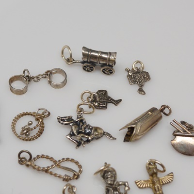 Sterling Silver Charm Bracelet and Western Themed Charms