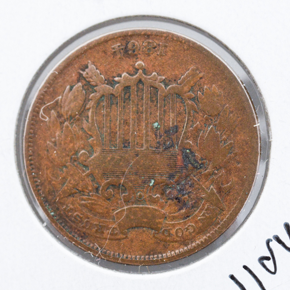 1864, 1865, and 1867 Two Cent Coins