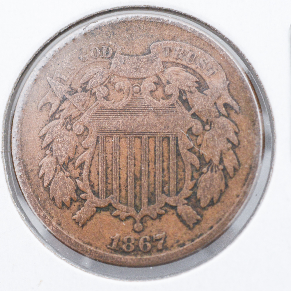 1864, 1865, and 1867 Two Cent Coins