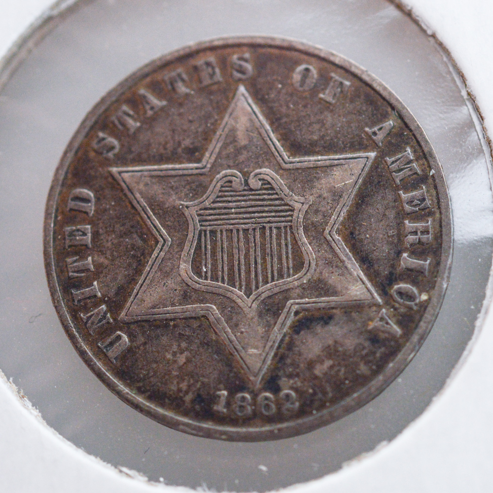 1862 and 1860 Silver Three Cent Coins
