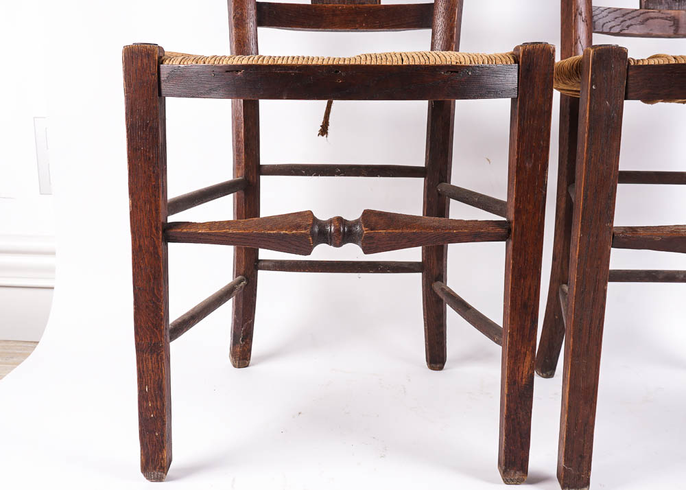 Lyre Back Vintage Wooden Chair Pair
