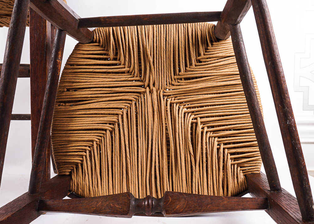 Lyre Back Vintage Wooden Chair Pair