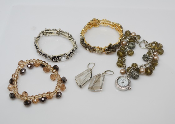 Watch Bracelet, Dangle Pierced Earrings and Other Fashion Bracelets