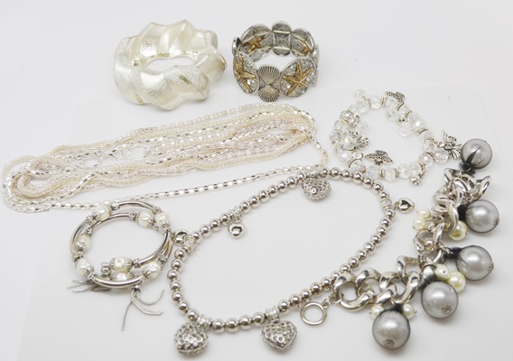 Silver Tone Bracelet and Necklace Collection