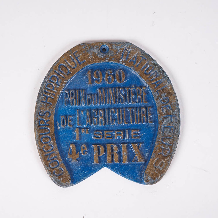 1960 French Agriculture Award Plaque