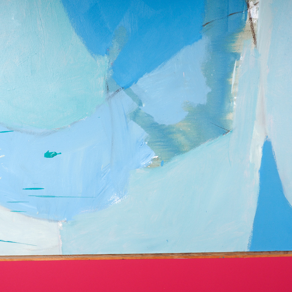 Large Blue and Green Abstract Oil on Canvas Painting