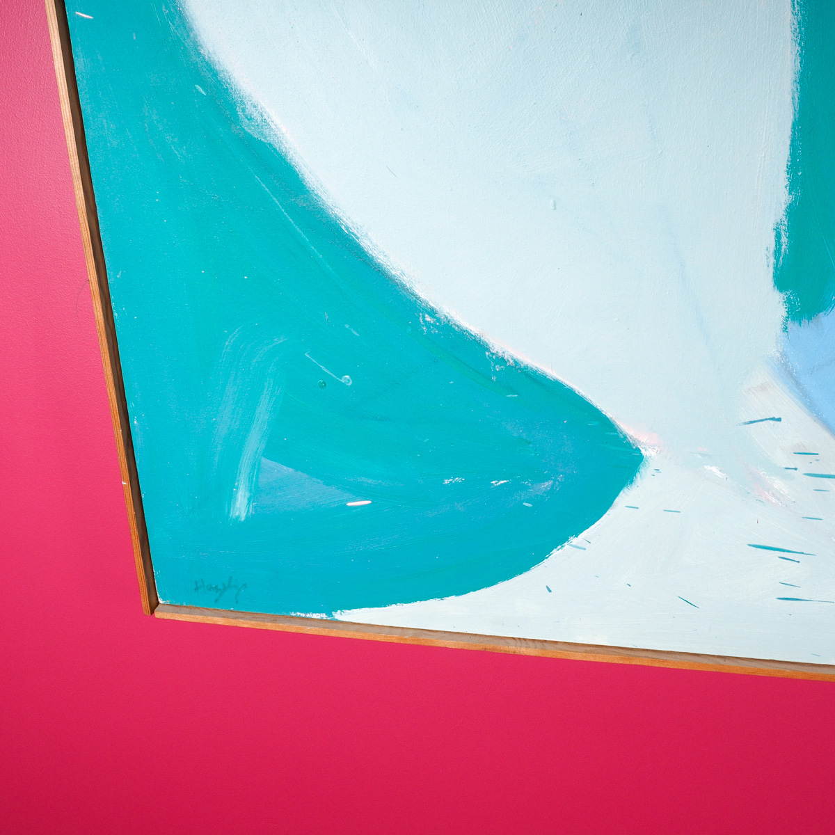 Large Blue and Green Abstract Oil on Canvas Painting