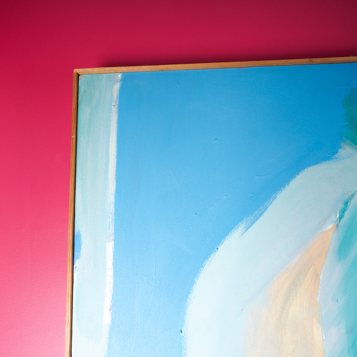 Large Blue and Green Abstract Oil on Canvas Painting