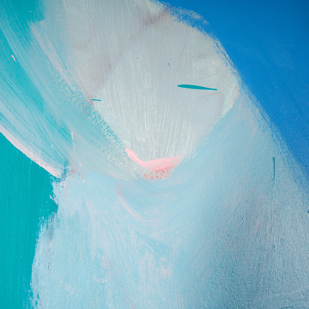 Large Blue and Green Abstract Oil on Canvas Painting