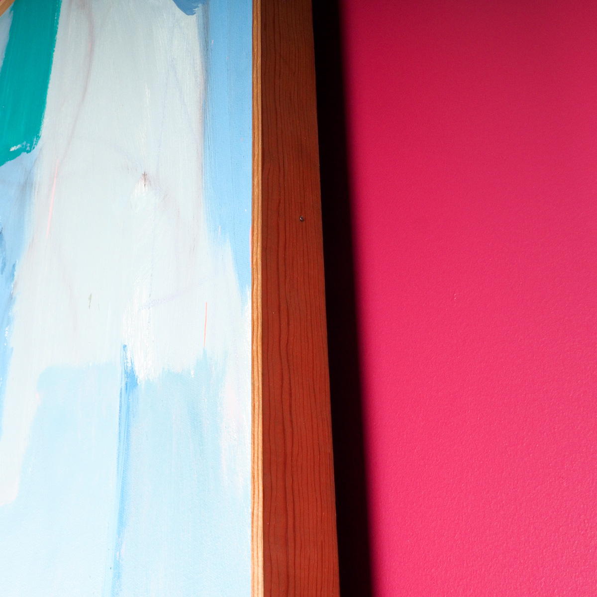 Large Blue and Green Abstract Oil on Canvas Painting