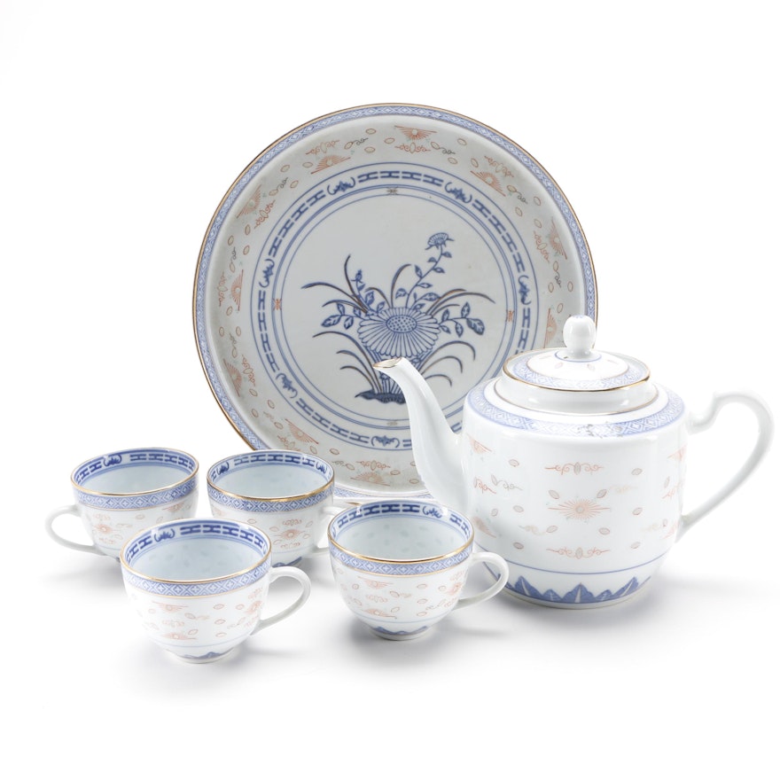 Chinese Hand-Painted Porcelain Tea Set