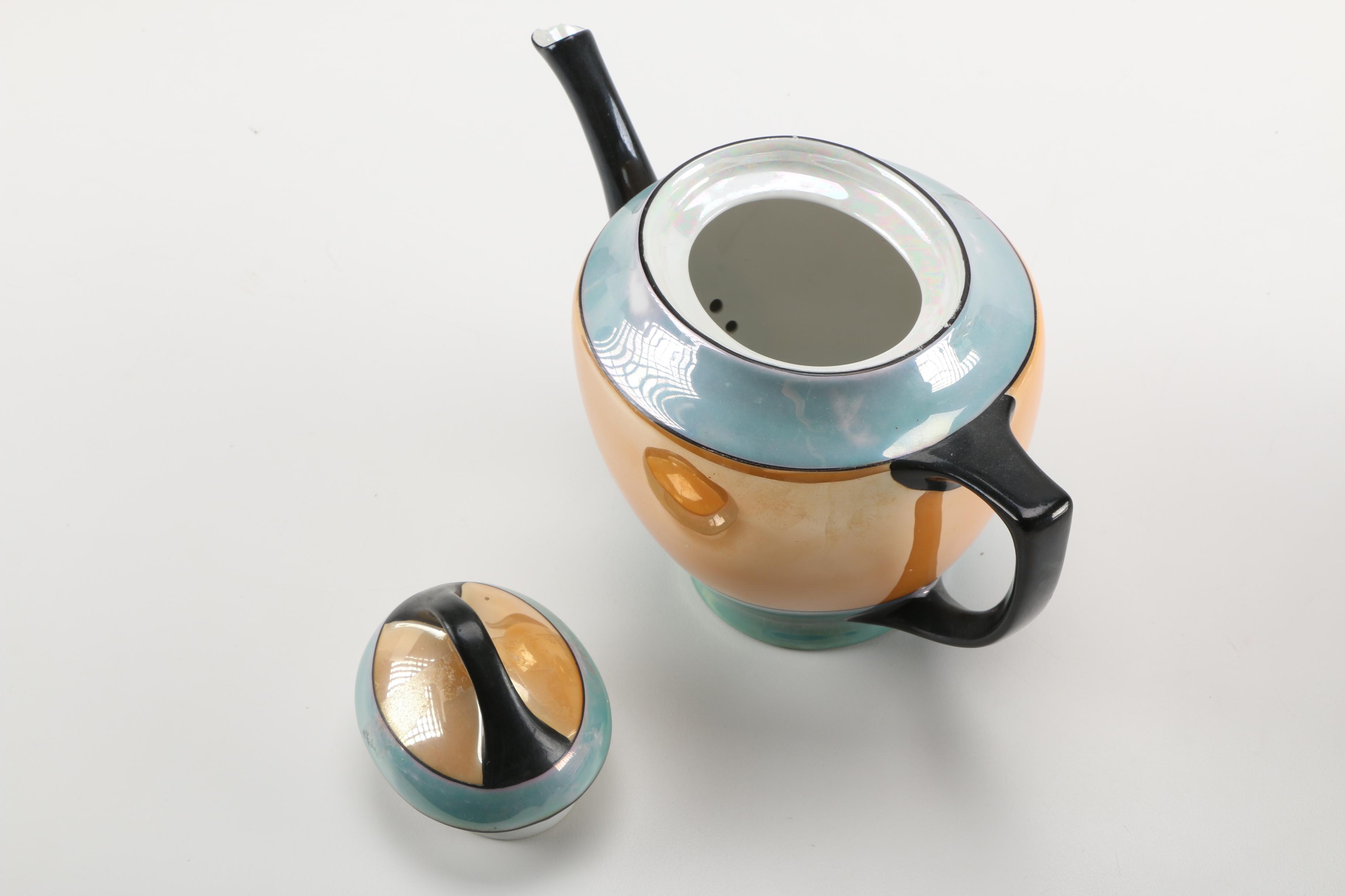 Meito Blue and Orange Lusterware China Set