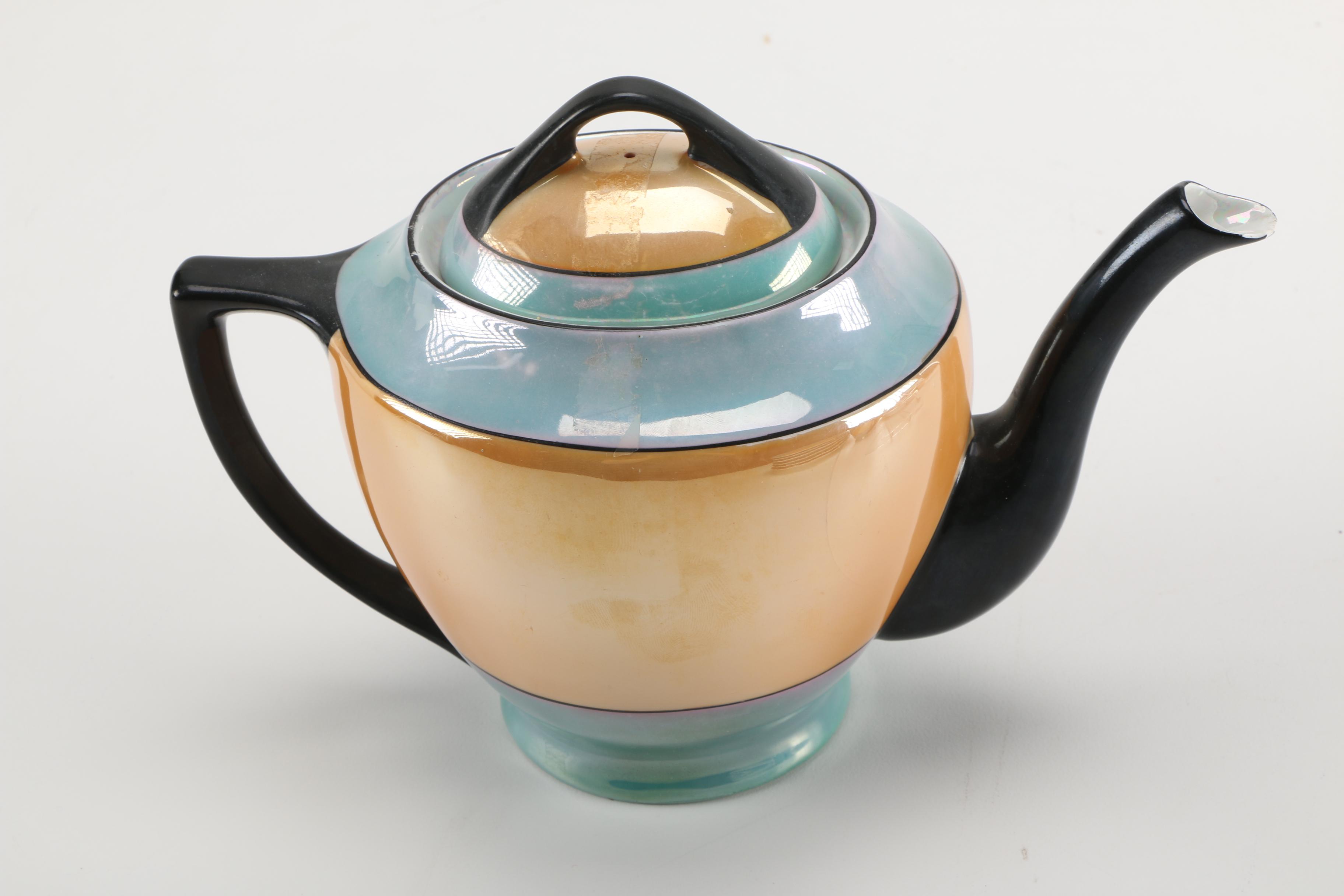 Meito Blue and Orange Lusterware China Set