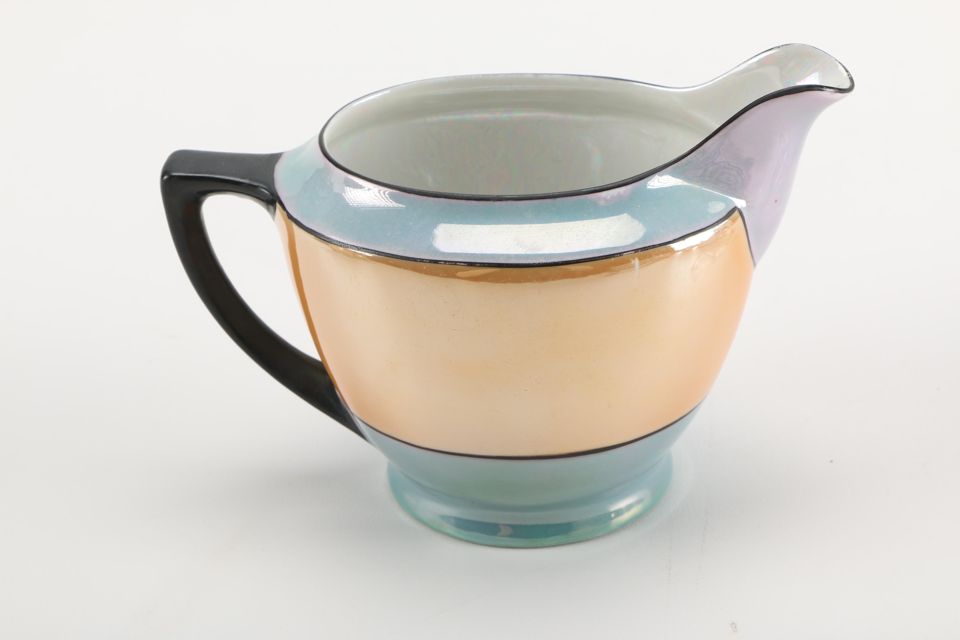 Meito Blue and Orange Lusterware China Set