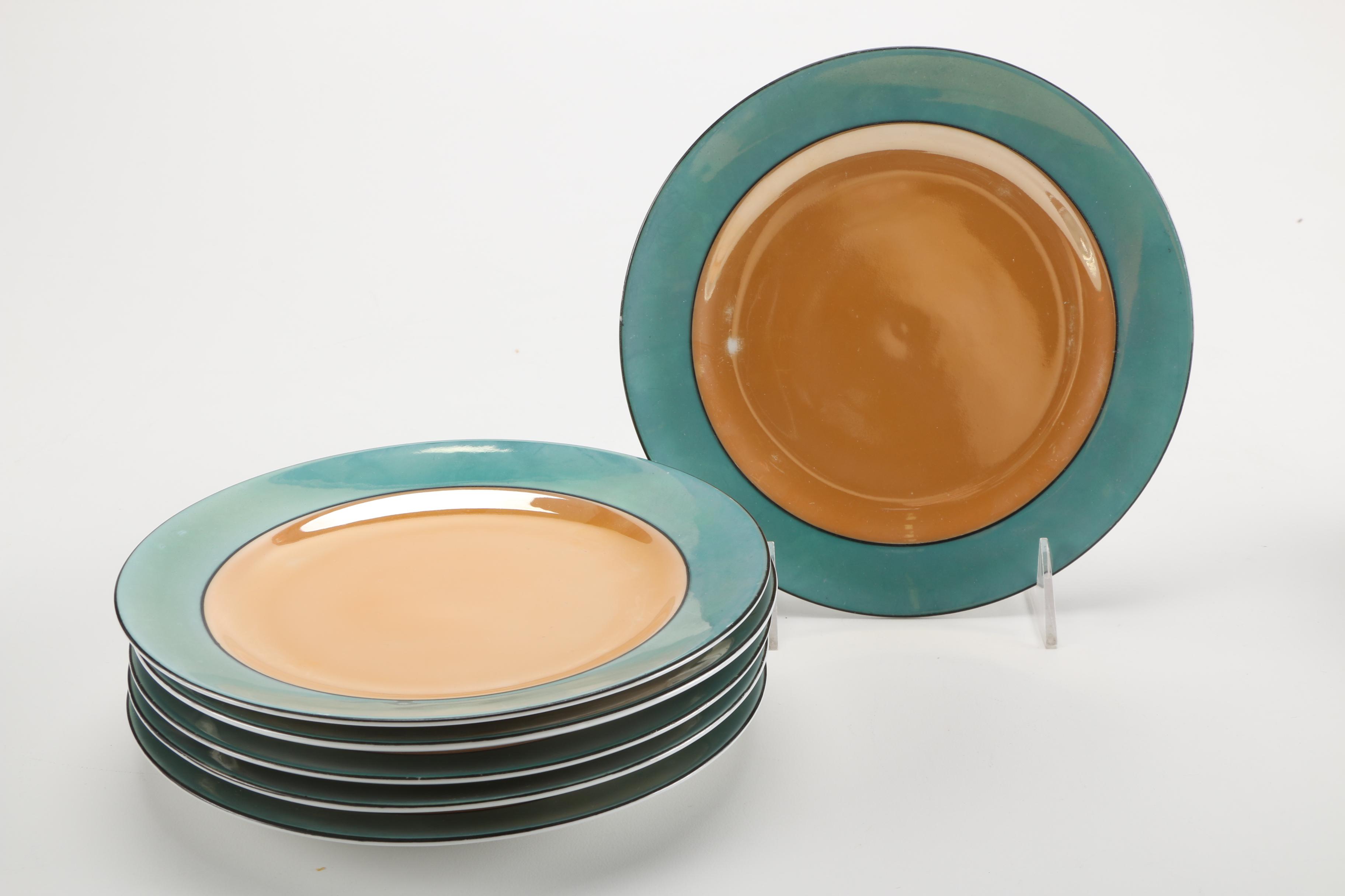 Meito Blue and Orange Lusterware China Set