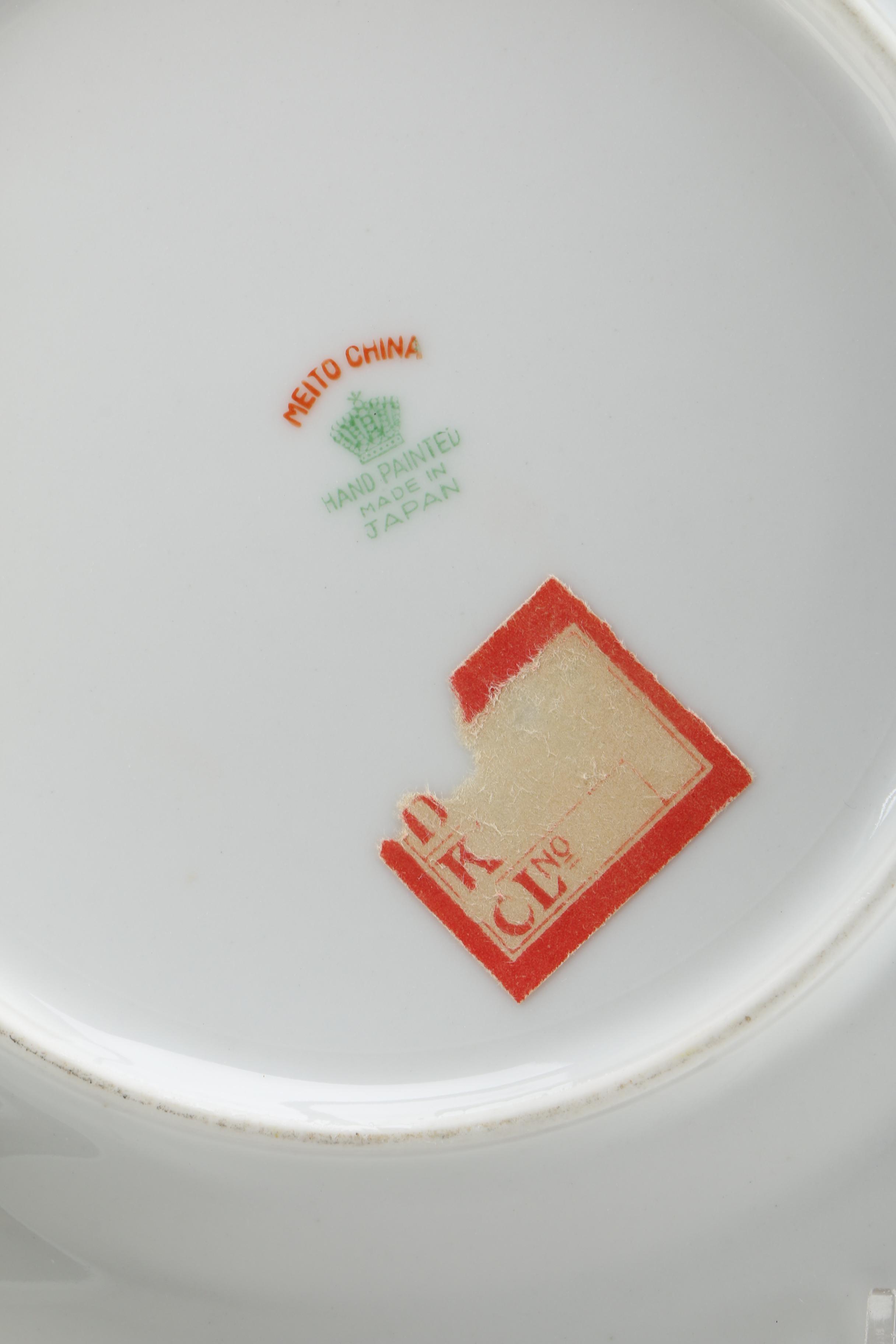 Meito Blue and Orange Lusterware China Set