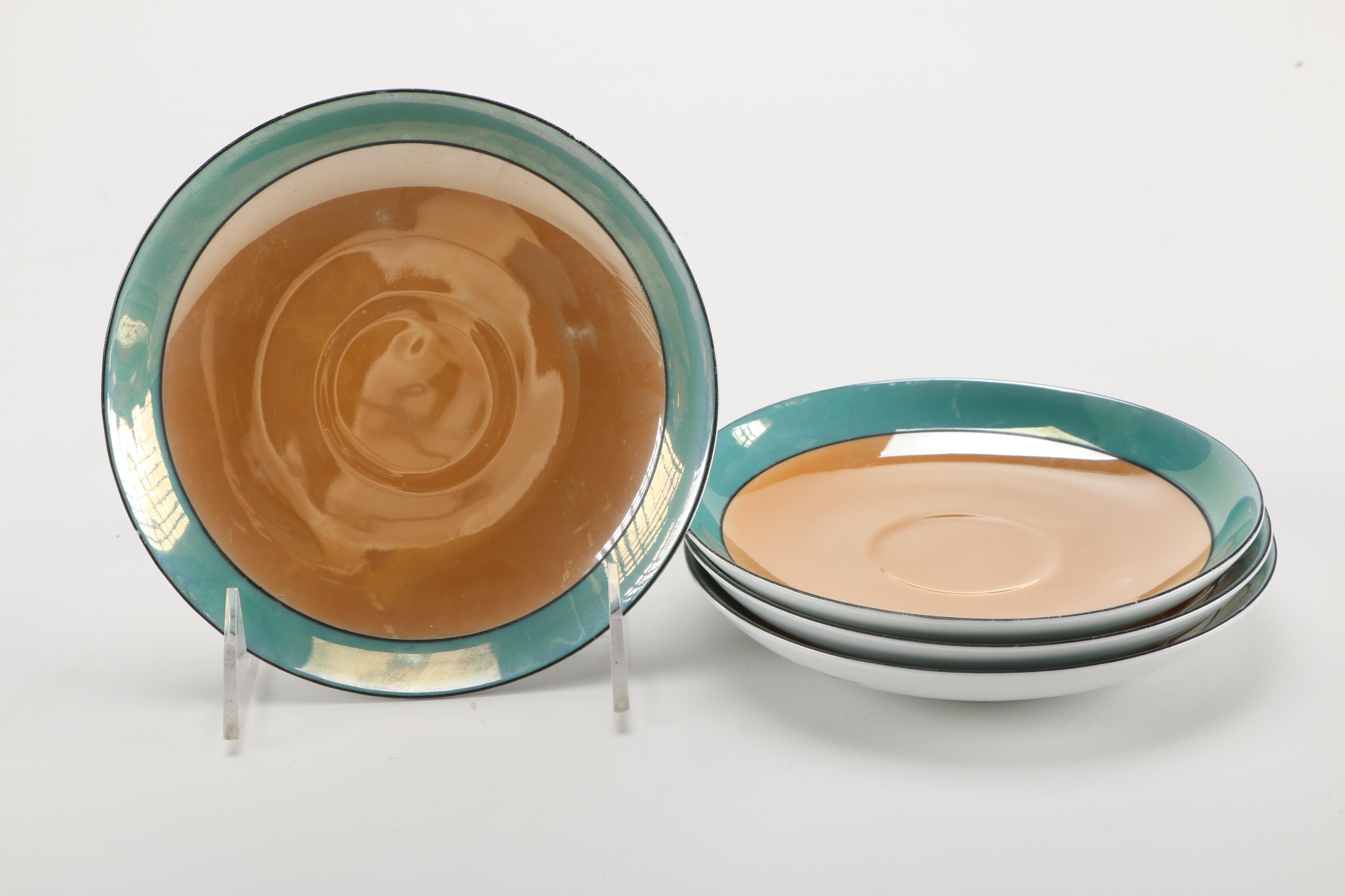 Meito Blue and Orange Lusterware China Set